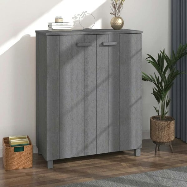 Berkfield Shoe Cabinet HAMAR Dark Grey 85x40x108 cm Solid Wood Pine