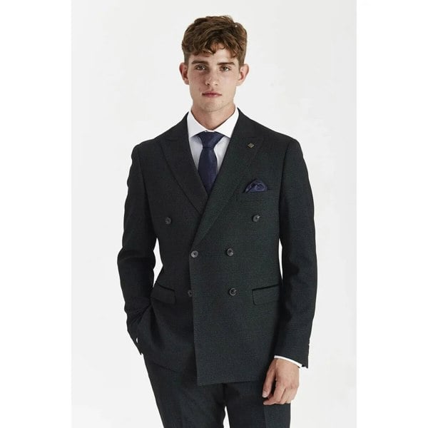 Paul Andrew Regent - Men's Green Checked Double Breasted Blazer