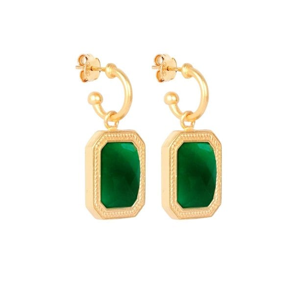 Lila Rasa Rectangular Emerald Green Crystal Hoops