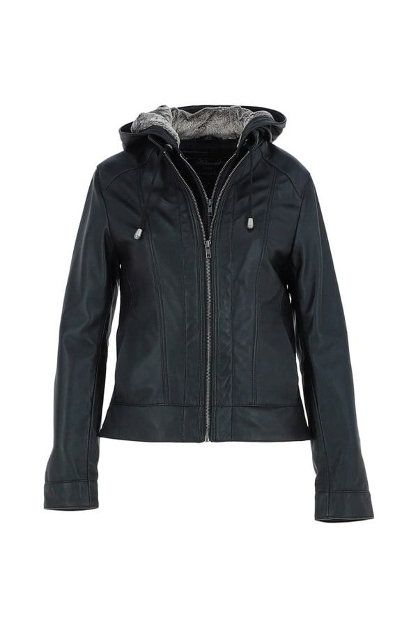 'Malmo' Two-In-One Detachable Hood Leather Jacket: awl-484