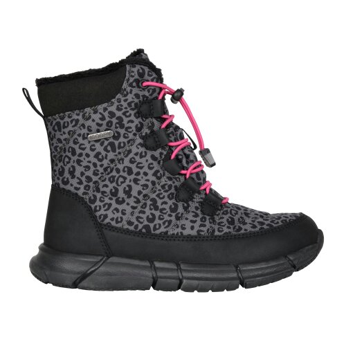 Mountain Warehouse Kids Tahoe Leopard Print Suede Snow Boots - Black