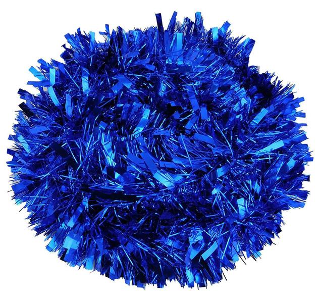 9cm Blue and Silver Metallic Christmas Tinsel Decoration, 2m Length for Festive Displays image 6