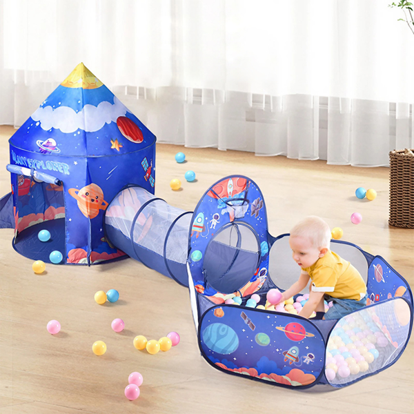 Living and Home 3 in 1 Aerospace Theme Play Tent with Play Tunnel and Ball Pit