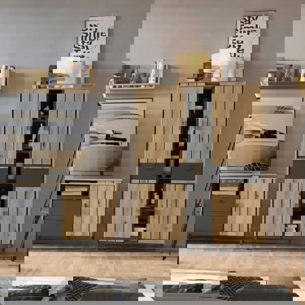 Furniture To Go Arundel Wardrobe 4 Door 2 Drawer in Oak/Grey