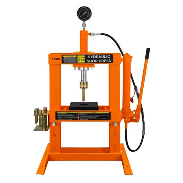 T-mech Hydraulic Shop Press with Gauge – 10 Tonne