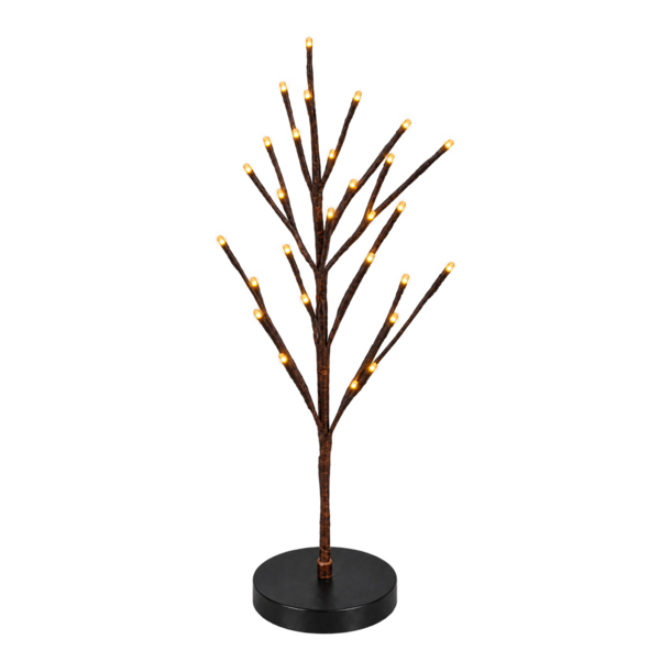 Snowy Brown Birch Christmas Twig Tree with Warm White LED Lights, 60cm Battery Powered Indoor Decorative Tree, 24 LEDs