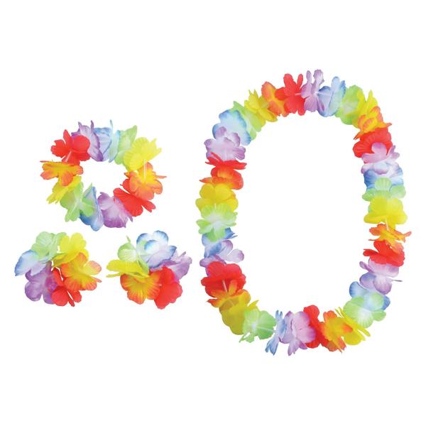 Bristol Novelty Hawaiian 4 Piece Flower Set - Multicoloured - 