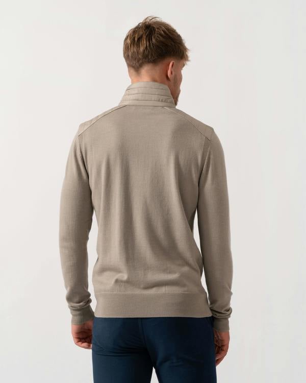 Belstaff Kilmington Mens Merino Wool Quarter Zip Jumper - Dark Sand