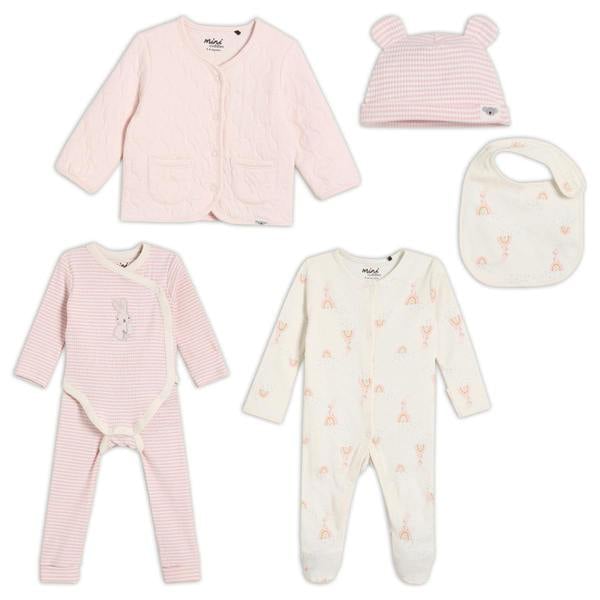 Mini Cuddles Baby Girl 6pc Essentials Gift Set, Multicolour