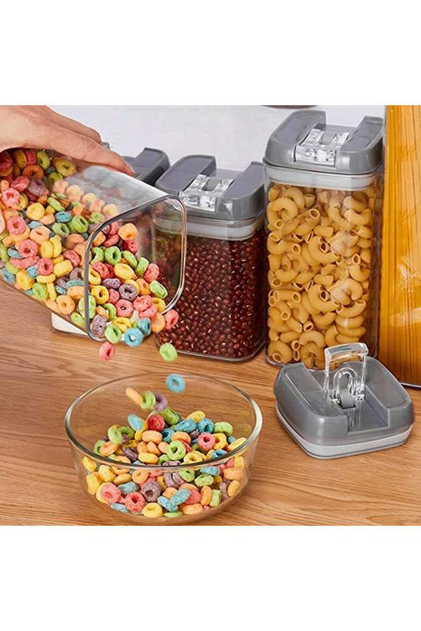 Living and Home 7Pcs Airtight Food Dry Grain Cereal  Storage Containers 6.9L with Clasp Lids （0.5*2+0.8*2+1.2*2+1.9L）