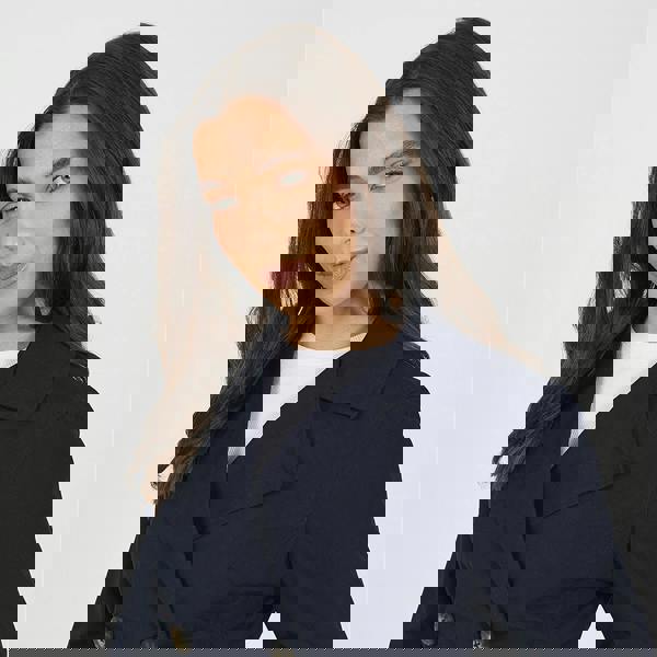 Brave Soul Navy Double Breasted Belted Trench Coat - Navy Image 4