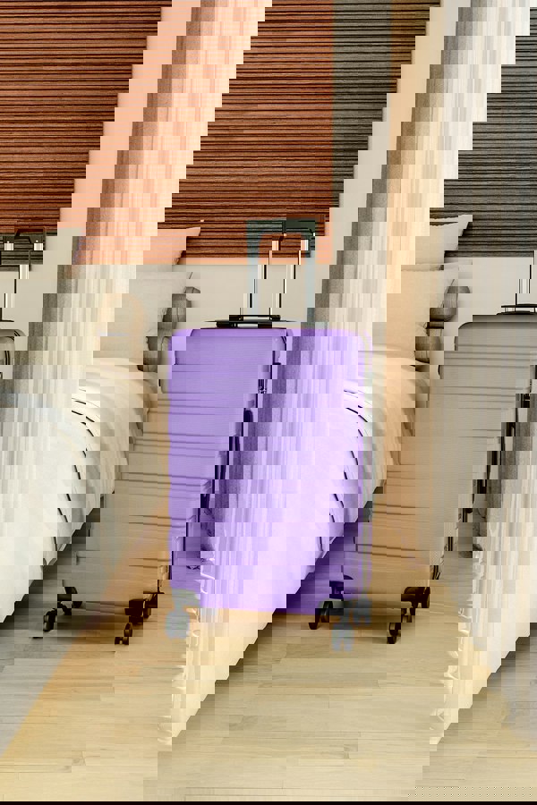 Living and Home Hardshell Rolling Luggage Trolley Travel Suitcase, 20" Purple