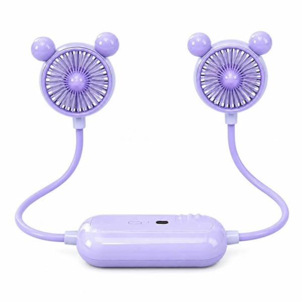 Dyzi Portable Neck Fan USB Rechargeable 3 Speed Purple