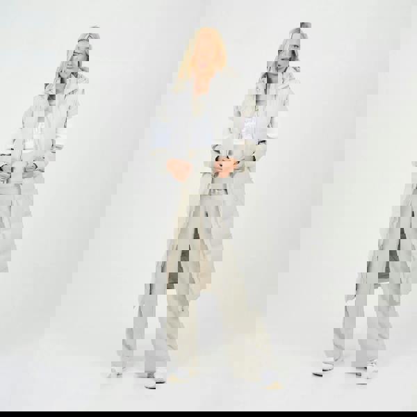 Brave Soul Cream Maxi Hooded Puffer Jacket with Detachable Sleeves - Cream Image 3