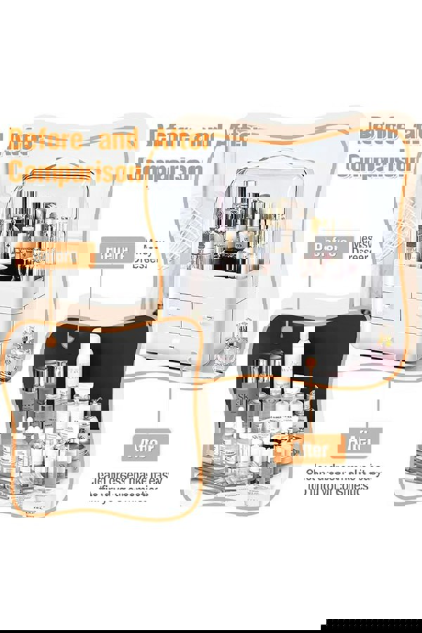 Living and Home 39CM High Cosmetic Organizer Makeup Storage Box With 3 Drawers And Transparent Lid