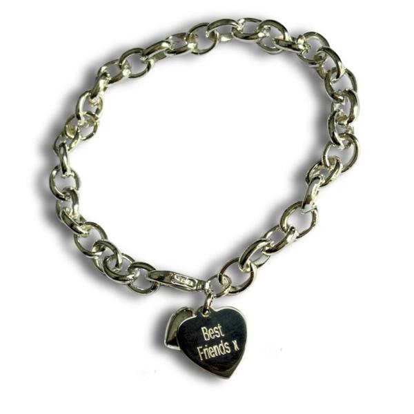 Personalised Puff Heart Charm Cable Bracelet