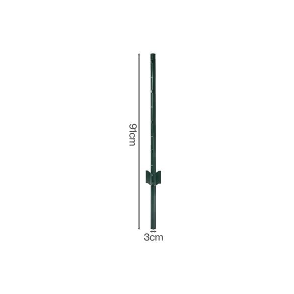 Mountview Metal Fence Posts 3Ft 10Pc Set U Shape Powder Coated for Garden Boundary Green
