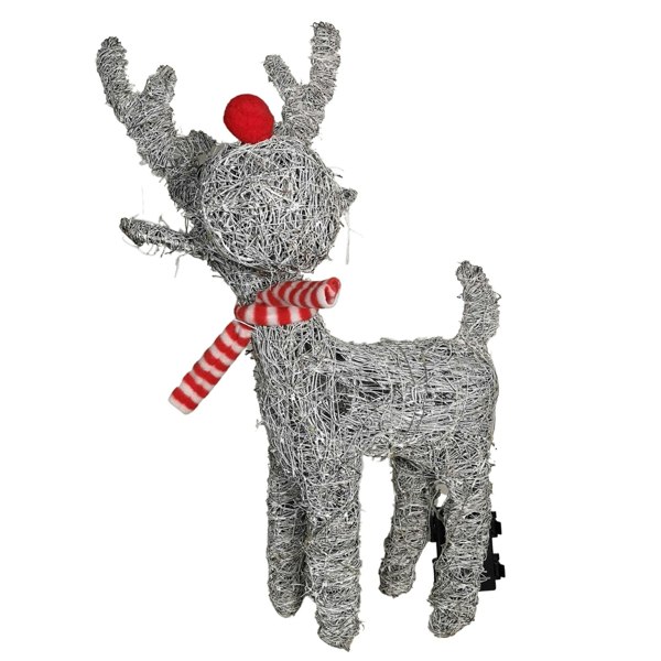 Samuel Alexander 51cm Battery Operated Rattan Woven Blitzen Reindeer with Warm White LEDs