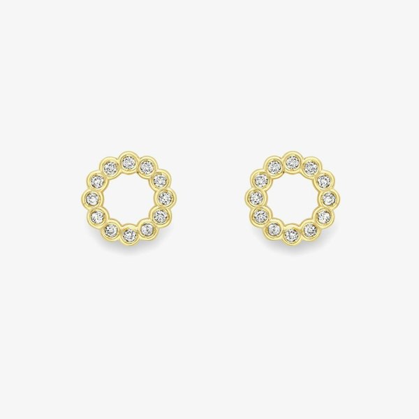 T. H. Baker 18ct Yellow Gold Diamond Circle Stud Earrings 13225147258