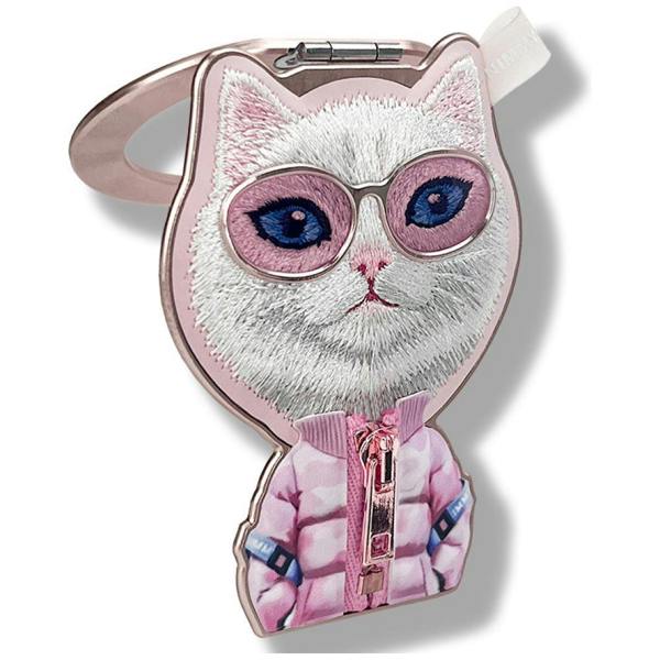 Nimmy Friends Nimmy Cool & Cute 2.0 White Rich & Beauty Cat Embroidery Magnetic Stand with MagSafe Pink - N-KM-BSZJ-04