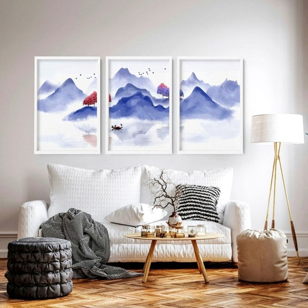 Wall pictures for living room | set of 3 Japanese wall art