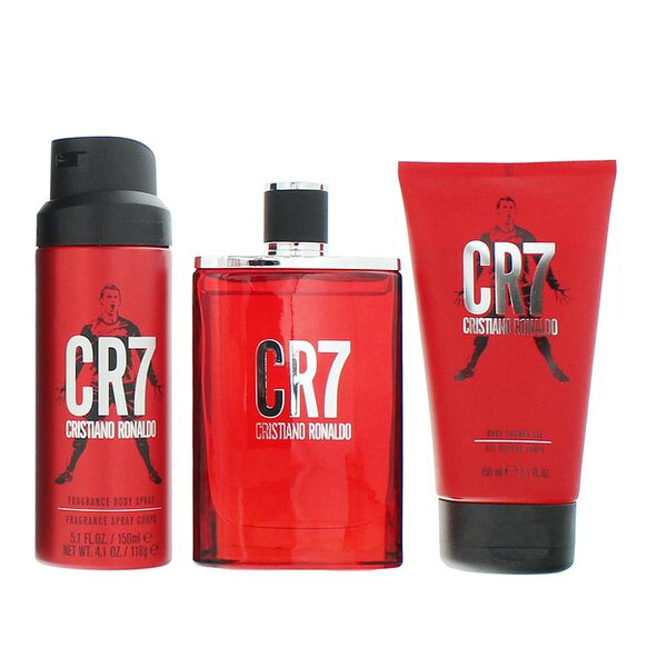 Cristiano Ronaldo CR7 Eau de Toilette 100ml, Shower Gel 150ml + Body Spray 150ml Gift Set for Him