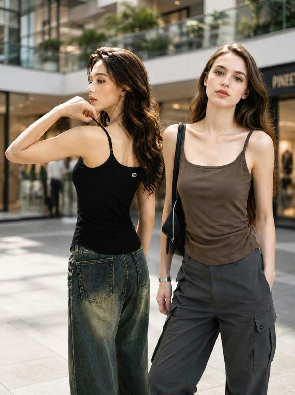 Anniou Tencel Linen Built-In Bra Camisole