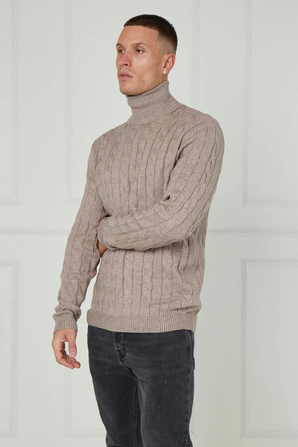 Men’s Cable Knit Turtleneck Jumper