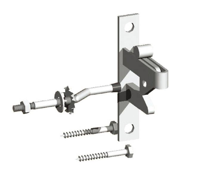 EDH Door Hardware Birkdale Pre Pack Galvanized Self Locking Heavy Auto Gate Catch With Striker and Fixings