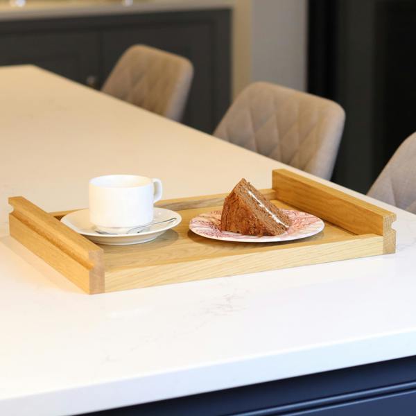 MijMoj Design Solid Oak Food Serving Board - Wooden Ottoman Tray