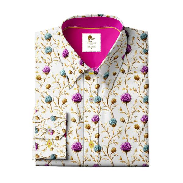 Claudio Lugli Highland Thistles Print Shirt