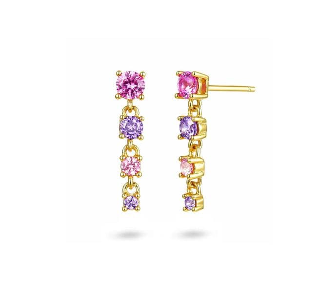 Gold Trip Long Multi Gemstone Drop Earrings