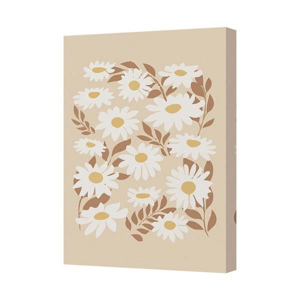 Benjamin Tate Design Floral Daisy Canvas Wall Art Beige Background Living Room Decor