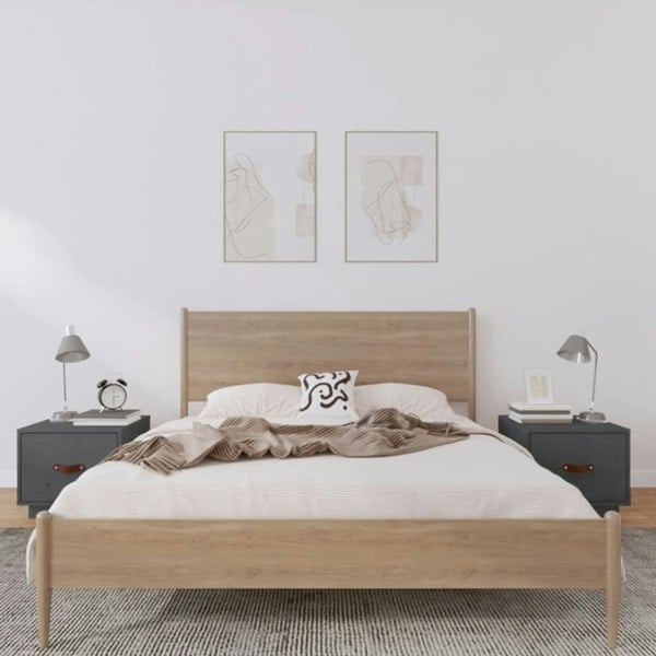 Berkfield Bedside Cabinets 2 pcs Grey 40x34x35 cm Solid Wood Pine