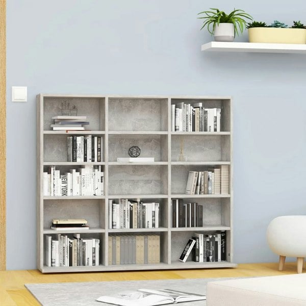 Berkfield CD Cabinet Concrete Grey 102x23x89.5 cm Engineered Wood