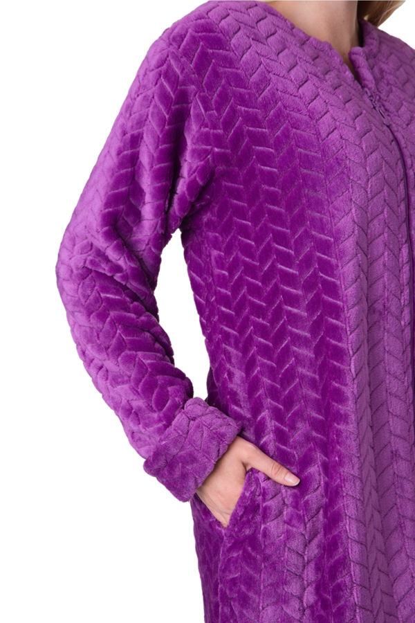 Camille Supersoft Zip Front Embossed Housecoat