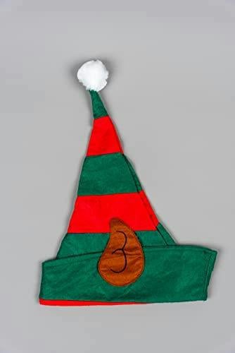 5 Pack Christmas Elf Hat with Ears Red and Green Polyester Fancy Dress Costume Accessory image 5