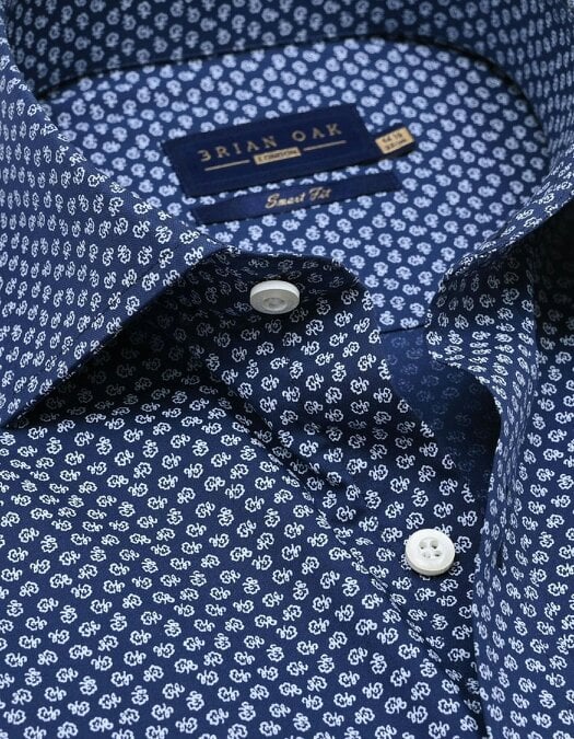 Men's Patterned Dress Shirt - Oxford Blue