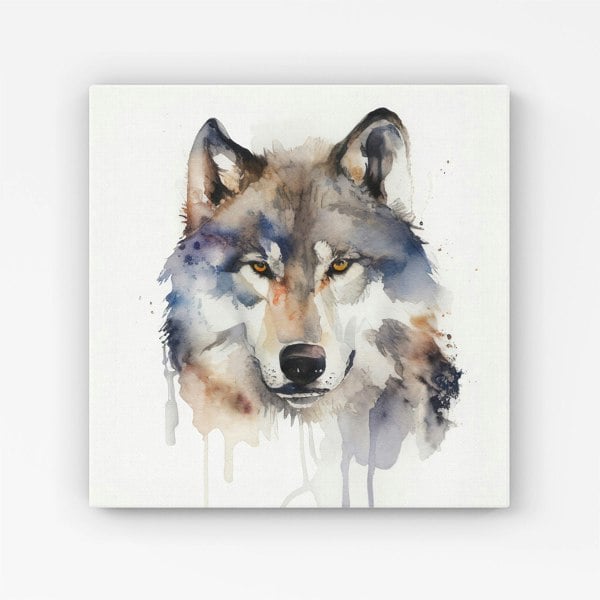 Warren Reed Wolf Watercolour Canvas