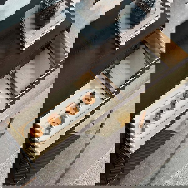 IS9123 Storage Sideboard, Oak & Gold-Weilai Concept-Weilai Concept