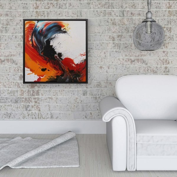 Warren Reed Fiery Waves: Abstract Motion Framed Canvas