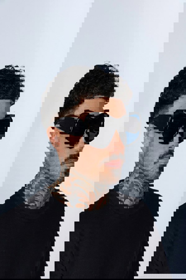 SVNX Square Oversized Mask Sunglasses in Black