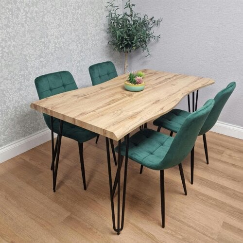 Kosy Koala Modern Dining Table Set With 4 Green Velvet Chairs Kitchen Dining Room Furniture