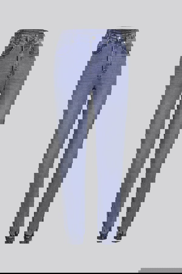 ENORSIA Women’s Mid Blue Zip-Cuff Denim Jogger Pants