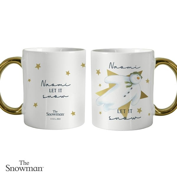 Personalised Memento Company Personalised The Snowman Let it Snow Gold Handed Mug