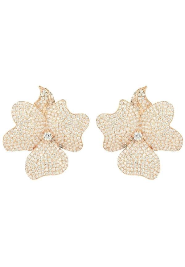 Flower Large Stud Earrings Rose Gold - LATELITA Earrings