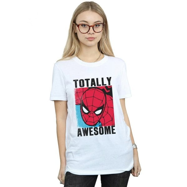 Spider-Man Womens/Ladies Totally Awesome Cotton Boyfriend T-Shirt - White