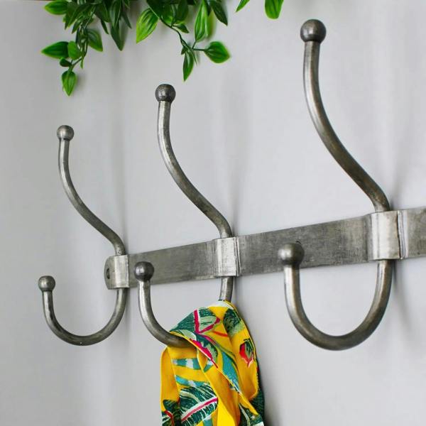 Aged Effect Industrial Style Coat Rack - 5 Hook