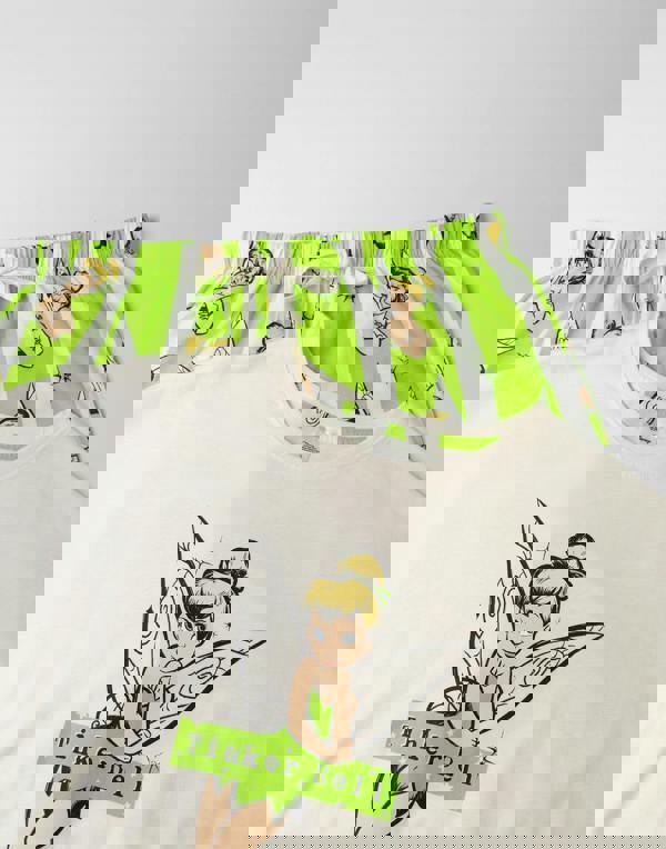 Disney Womens White Tinkerbell Short Sleeve Long Leg Pyjama Set