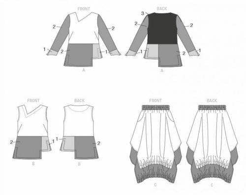 Vogue Sewing Pattern 1820, Tops, Skirts for Women, A (A-B-C-D-E-F-G-H-I-J) - Advanced